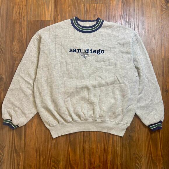 Vintage 1990s San Diego Dolphin Crewneck Sweatshirt — Grey — Size L - Picture 1 of 8